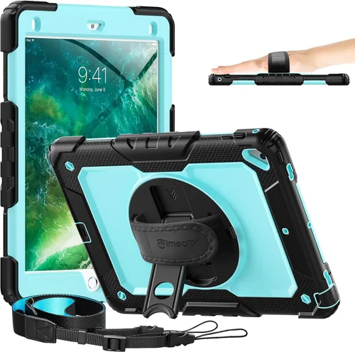 Vista 10 de Timecity - Funda para iPad de 6ª y 5ª generación, 9,7 pulgadas, 2018/2017, con soporte giratorio, silicona, carcasa protectora de PC de repuesto