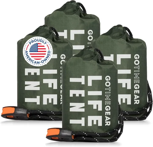Vista 13 de Go Time Gear Tienda de campaña de supervivencia • Tienda de campaña de tubo de emergencia Mylar para 2 personas + Paracord • Protección para todo