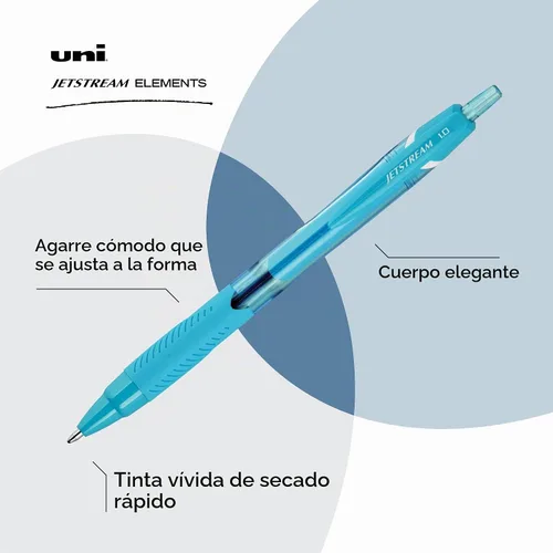 Vista 4 de Uniball Jetstream Elements - Bolígrafos de punta media (0.039 pulgadas), tinta surtida, paquete de 5 Surtido