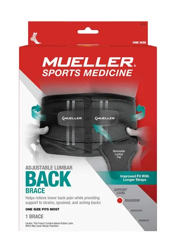 Vista 2 de MUELLER Sports Medicine Faja Lumbar Ajustable para la Espalda, Cinturón de Alivio del Dolor de Espalda Baja y Soporte para Hombres y Mujeres, Negro