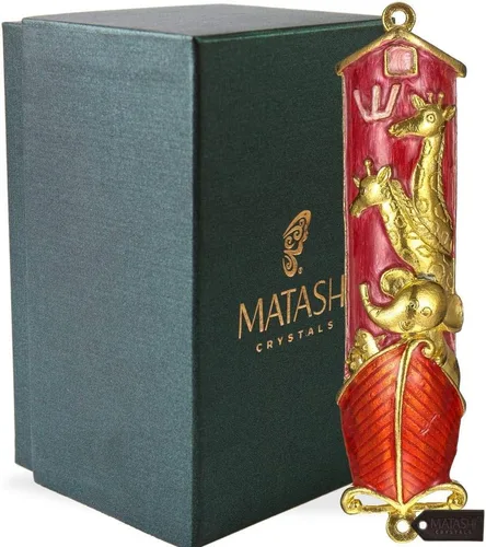 Vista 11 de Matashi Mezuzah para puerta con pergamino, pintado a mano esmalte azul Arca de Noé Mezuzah caso con jirafas, elefante y espinilla hebrea, decoración