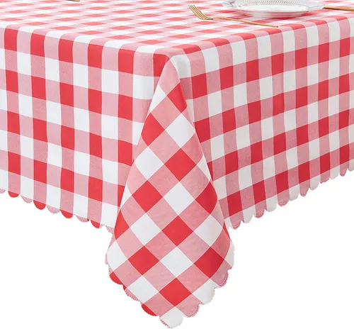 Vista 15 de Mantel rectangular de 70.9 x 55 pulgadas, mantel de cuadros impermeable y reversible, funda de mesa de picnic de mezcla de algodón lavable
