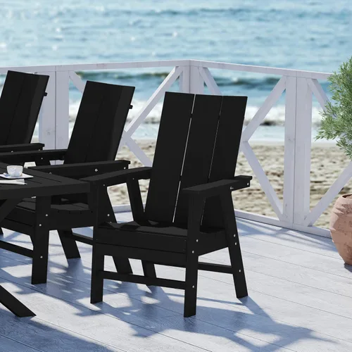 Vista 21 de WestinTrends Malibu Outdoor Patio HDPE Adirondack Silla de comedor para patio, color negro