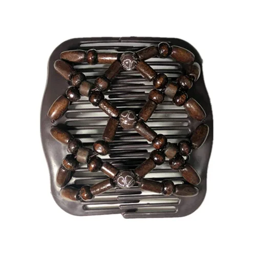Vista 7 de Peines mágicos para el cabello para mujer, con cuentas de madera, elásticos, de doble cara, accesorios para el cabello, paquete de 5