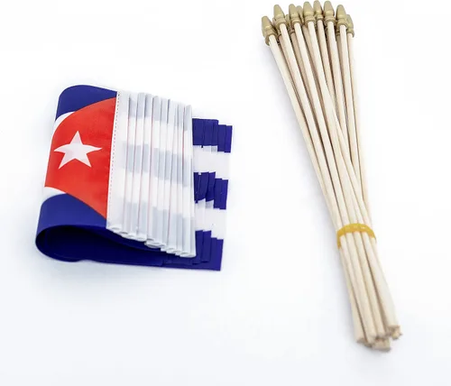 Vista 3 de TSMD Mini banderas de mano cubanas pequeñas, 5 x 8 pulgadas, paquete de 12