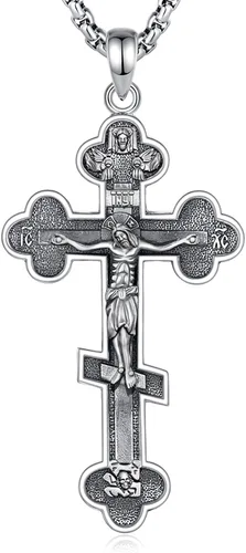 Vista 160 de Vito Collar de plata de ley 925 para mujeres y hombres, San Benito, crucifijo, Caravaca, San Cristóbal, San Judas, medalla patronal, amuleto