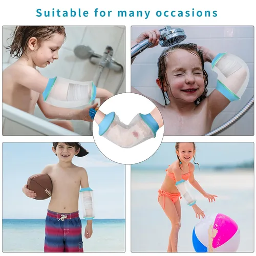 Vista 2 de SUPERNIGHT Funda impermeable para codo infantil para ducha, protector de brazo superior para nadar y bañarse, funda de vendaje hermética