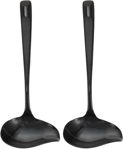 Vista 10 de OSALADI Cuchara de sopa Duckbill de acero inoxidable con mango largo resistente a derrames, diseño para salsas y postres de 7.48 pulgadas, utensilio