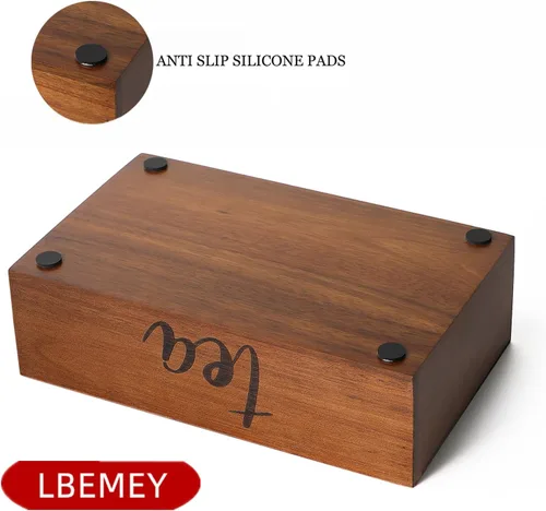 Vista 4 de LBEMEY - Organizador de bolsas de té, recipientes de almacenamiento de té de madera con 6 compartimentos, soporte para paquetes de azúcar, caja
