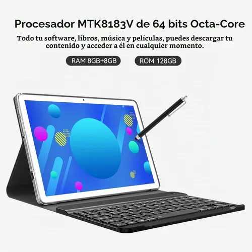 Vista 2 de Tablet, 2025 Último Tablet de 10 pulgadas Android 14, MTK8183 Octa-Core, 16GB 128GB 1TB Expansión, 2.4/5G WiFi, Cámara de 21MP, Gemini AI 2.0