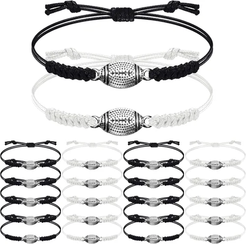 Vista 8 de Hicarer 20 pulseras de fútbol ajustables con dijes de fútbol, regalos de fútbol para mujeres y hombres, la mayoría de jugadores de equipo deportivo