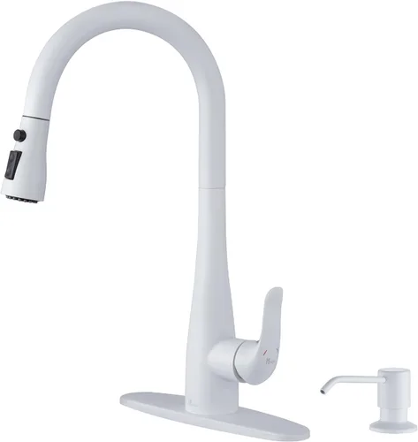 Vista 8 de Grifo de Cocina con Dispensador de Jabón y Pulverizador Extraíble - Grifo de Fregadero de Cocina de Acero Inoxidable con Una Sola Manija, Diseño