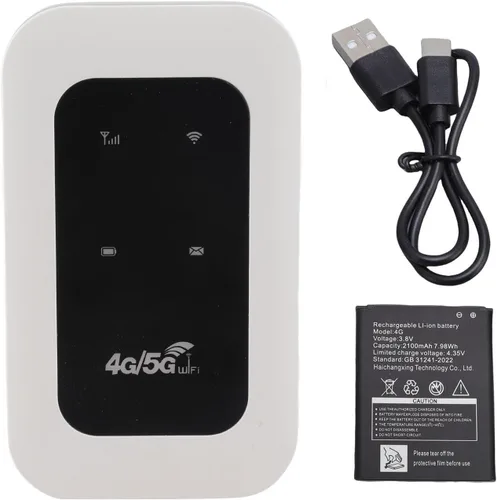 Vista 9 de LICAEVEY Enrutador portátil 4G LTE, punto de acceso WiFi móvil de 300 Mbps con ranura para tarjeta SIM, enrutador de viaje alimentado por USB C
