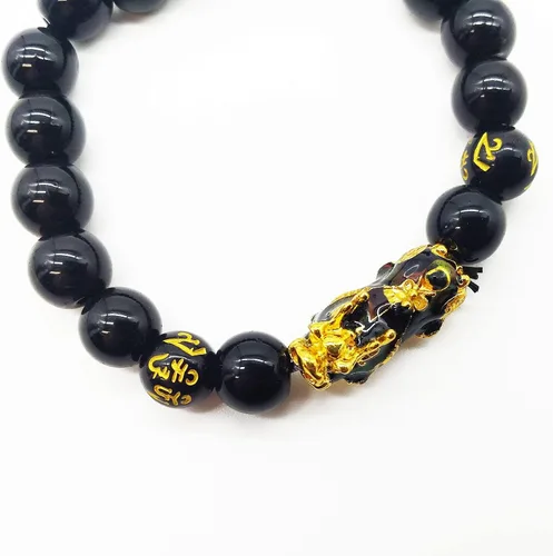 Vista 6 de Pulseras tradicionales Feng Shui Pixiu de la buena suerte para hombres y mujeres. Pulsera de piedras preciosas naturales de curación de energía