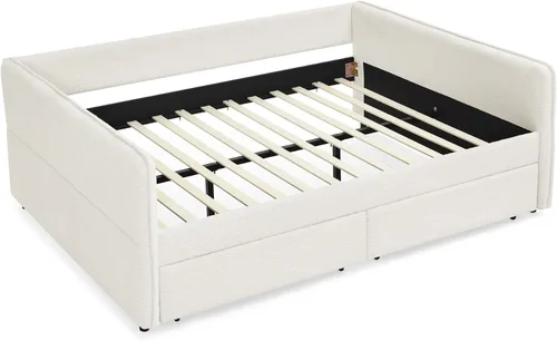 Vista 6 de Sofá cama tapizado tamaño Queen con cajones para adolescentes adultos