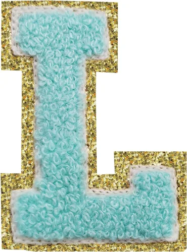 Vista 13 de 3Pcs Letter Patches Varsity Glitters Chenille,SPRT Iron on Blue Letter Patch,Alphabet Cloth Patch for Team Costume Decoration 3.1in Height S
