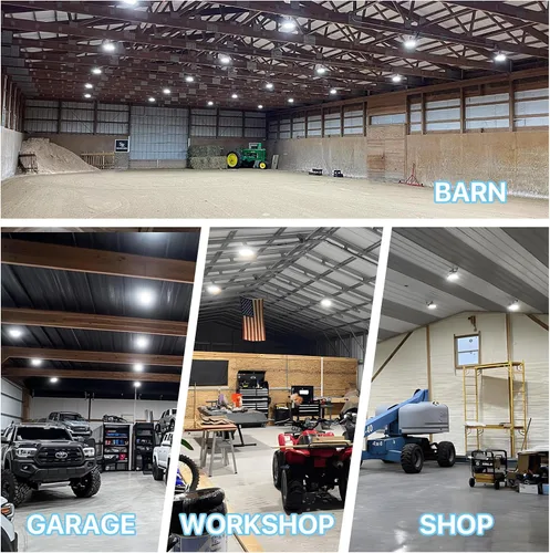Vista 5 de HYPERLITE UFO LED High Bay Light: 150W 19500LM High Bay LED Luces de tienda con enchufe de 6 pies - 5000K IP65 LED Warehouse Luces para taller