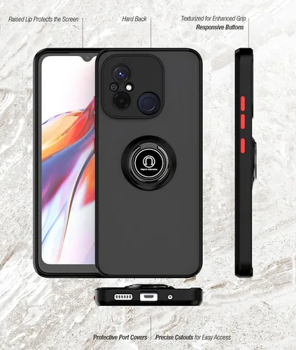 Vista 7 de QUIETIP Funda compatible con Xiaomi Redmi 12C / Redmi 11A con protector de pantalla, TPU + policarbonato duro a prueba de golpes, anillo magnético