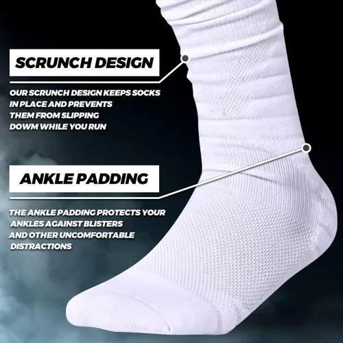Vista 2 de Scrunch - Calcetines de fútbol ultra largos, 1 paquete2 paquetes de algodón peinado con soporte para el tobillo, calcetines acolchados hasta