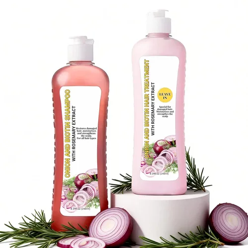 Vista 3 de Champú para cabello de cebolla y biotina y romero — 8.4 fl oz champú de cebolla y romero, fórmula espesante y fortalecedora sin sulfato