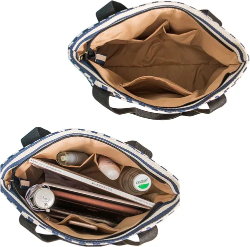 Vista 6 de Lavogel - Bolso de lona a rayas con asa superior para mujer