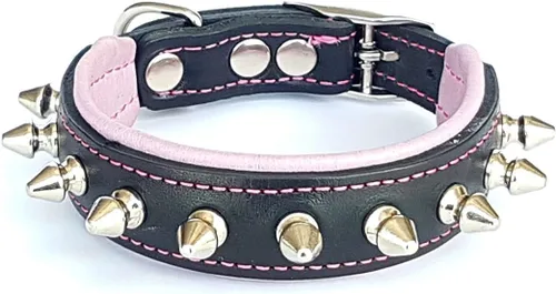 Vista 8 de Bestia "Collar puntiagudo con puntas de tornillo romo. Adecuado para razas de perros pequeños o cachorros. Interior y exterior de cuero acolchado