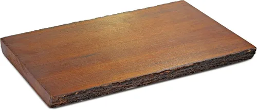 Vista 3 de AeraVida Tabla de cortar de madera de árbol de lluvia marrón sellada hecha a mano Tabla de cortar de madera Tabla de corteza de árbol de madera