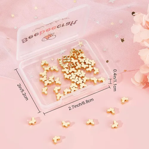 Vista 7 de Beebeecraft 1 caja de 50 cuentas sueltas de mariposa de metal para hacer collares, pulseras y joyas