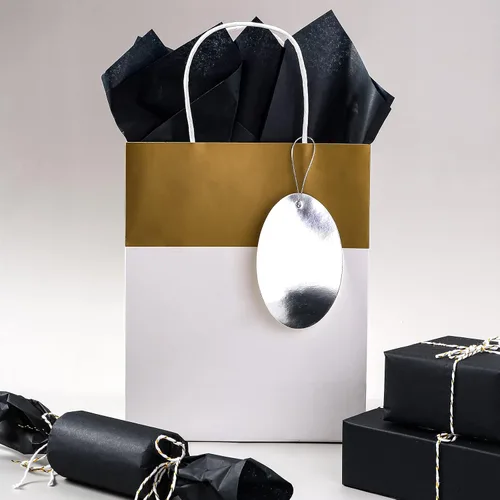 Vista 4 de Packanewly Papel de seda a granel para regalo, 480 hojas negras, papel de regalo de 15 x 20 pulgadas para arte, manualidades, festivales, fiesta