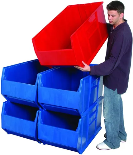 Vista 5 de Quantum Storage QUS950 - Contenedor apilable de plástico para Hulk, 23-7/8 x 8-1/4 x 7 pulgadas, paquete de 6 Azul