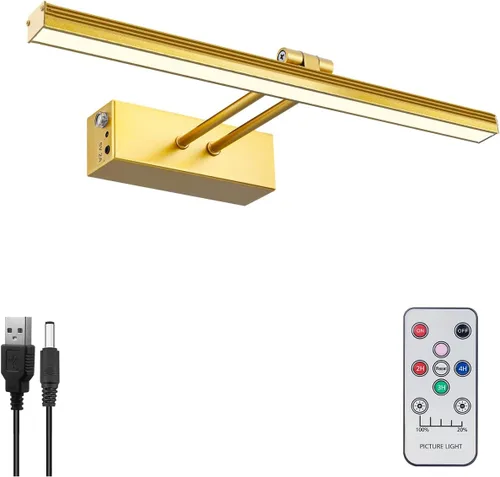 Vista 9 de FUNCHDAY Luz para Cuadros, Luces de Arte a Batería para Pared, Luz Inalámbrica con Control Remoto para Pinturas con Temporizador y Regulable