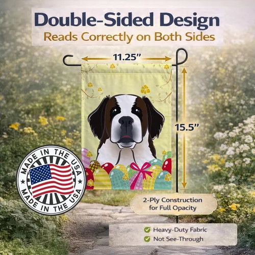 Vista 263 de Caroline's Treasures BB1923GF Bandera decorativa para jardín con diseño de Border Collie, para caza de huevos de Pascua, para jardín, jardín, patio