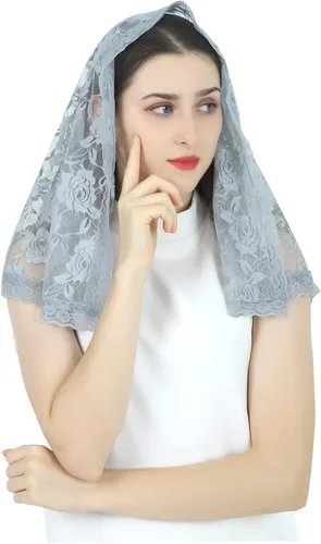 Vista 22 de Velo de mantilla de encaje suave y cómodo, 7 colores, estilo español, velo de encaje, cubierta de cabeza, forma de D