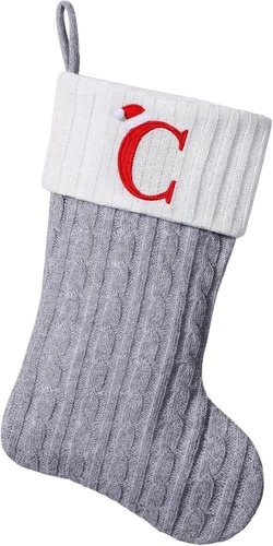 Vista 37 de Medias de Navidad personalizadas de 19 pulgadas con iniciales bordadas, medias de Navidad de punto negro para decoraciones de vacaciones familiares
