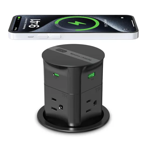Vista 8 de ANNQUAN 3.15 "Pop Up Encimera Salida Cargador Inalámbrico 65W USB 800J Blanco