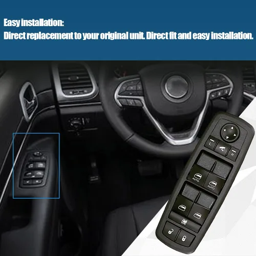 Vista 4 de Interruptor de control de elevalunas eléctrico maestro para el lado del conductor delantero para Jeep Grand Cherokee 2014-2018, sustituye a