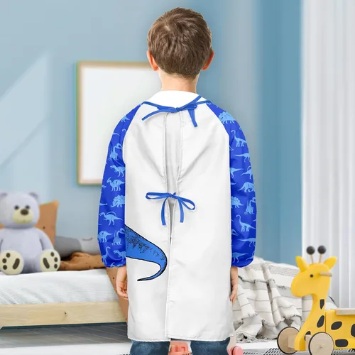 Vista 4 de Sylfairy Batas de arte para niños para pintar, delantales impermeables para artistas, arcoíris, unicornio, delantal para niños
