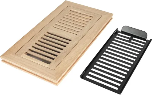 Vista 3 de Paquete de 2 registros de piso de madera dura de roble rojo, ventilación de montaje empotrado, 4 x 10 pulgadas, con amortiguador, sin terminar