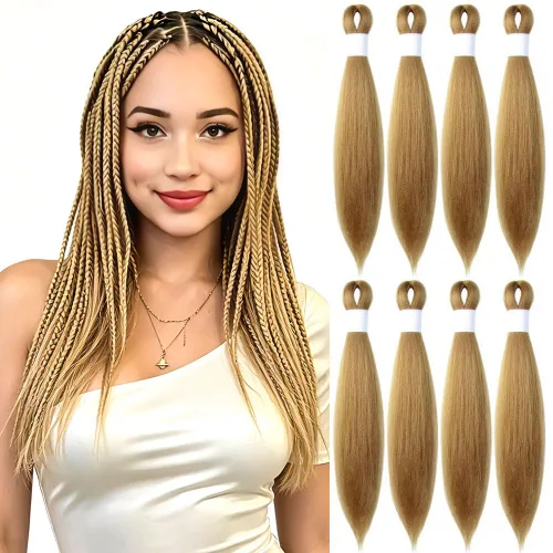 Vista 47 de Cabello trenzado burdeos, 10 pulgadas, 4 paquetes Cabello preestirado, trenzas de ganchillo cortas y rectas, textura Yaki, fibra sintética