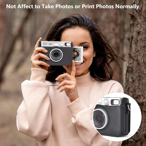 Vista 5 de MUZIRI KINOKOO Funda Mini EVO, Cuero PU con Textura de Lichi, Funda Protectora para Cámara Instantánea Instax Mini EVO con Orificio de Carga Preciso