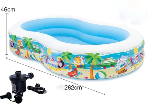 Vista 5 de con bomba inflable, piscinas familiares de tamaño completo, piscina inflable para niños, adultos, niños pequeños a partir de 3 años, al aire libre