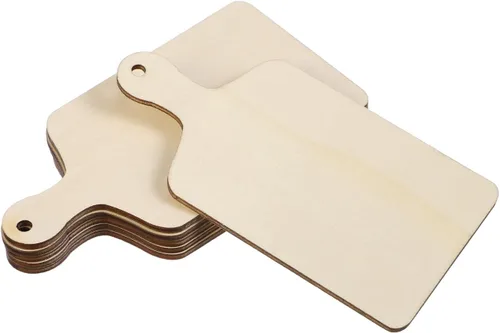 Vista 11 de Operitacx Mini bandeja de madera para cortar de 4.72 x 2.36 pulgadas, tabla de cortar de madera en blanco para pintar servir queso fruta aperitivos