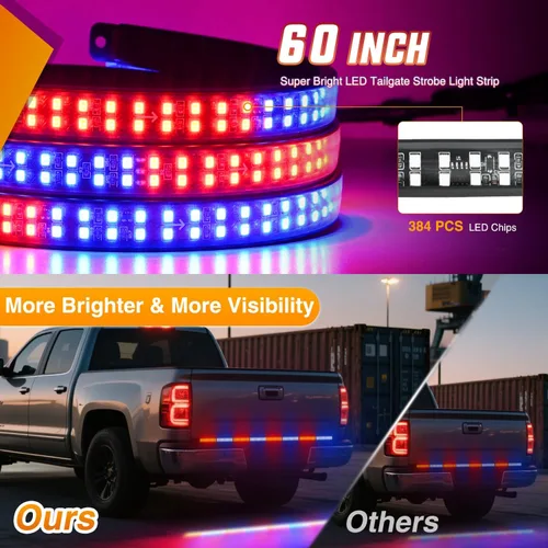 Vista 13 de Nilight - Tira de luz LED para plataforma trasera de 30 pulgadas de UTV, 204 LED, luces de freno ámbar, luces intermitentes rojas, compatible