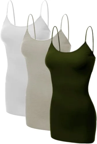 Vista 38 de Emmalise Camisola larga casual básica para mujer, con tirantes ajustables, top en capas