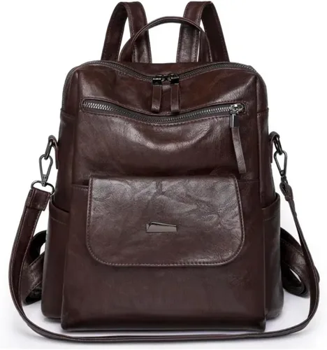 Vista 9 de Mochila para mujer, mochila de piel sintética, mochila antirrobo, mochila antirrobo de viaje, multiusos, ligera, impermeable, convertible, bolsa