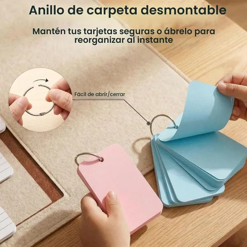 Vista 3 de Koogel 1080PCS Colored Index Cards with Rings, 2.2x3.5 Inch, 230gsm 6Colors