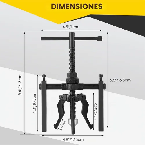 Vista 2 de Juego de extractores de rodamientos interiores de 3 mandíbulas