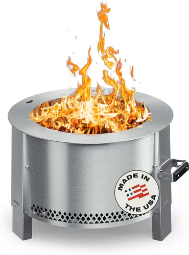 Vista 19 de Breeo Fogata sin humo (Serie X 19, acero inoxidable), hoguera sin humo de 22.1 pulgadas para exterior, 47 libras, ideal para familias, compatible