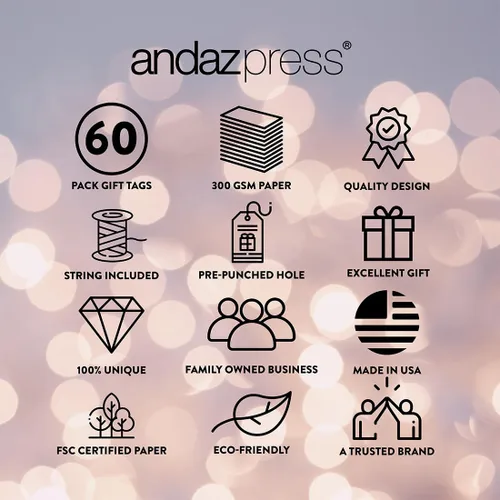 Vista 6 de Andaz Press Paquete de 60 etiquetas personalizadas de Bar/Bat Mitzvah con cuerda, etiquetas clásicas de regalo de agradecimiento Art Deco con foto