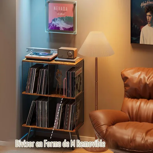 Vista 5 de X-cosrack Soporte grande para tocadiscos, soporte para discos de vinilo con capacidad para hasta 300 álbumes, soporte para tocadiscos estéreo de 3